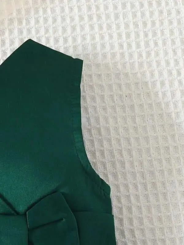 Baby Side Bow Detailed Dress Navy Emerald