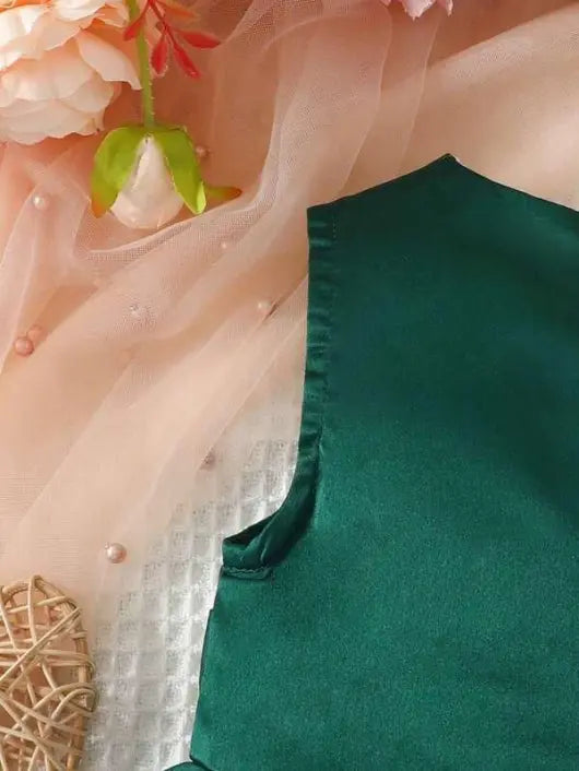 Baby Side Bow Detailed Dress Navy Emerald