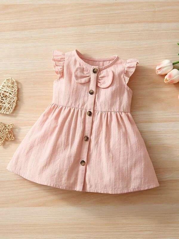 Baby Front Button Dress Pink
