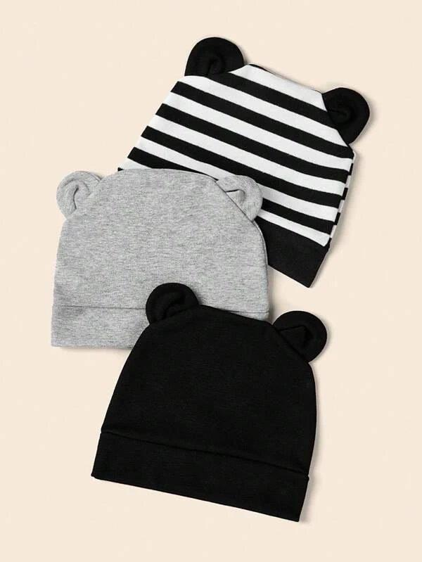 Baby 3 Piece Striped Beanie Set