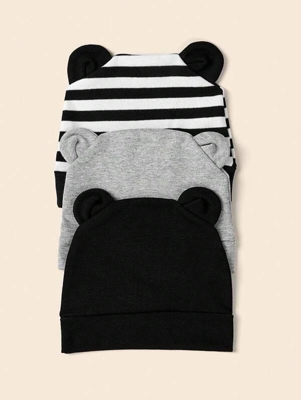 Baby 3 Piece Striped Beanie Set
