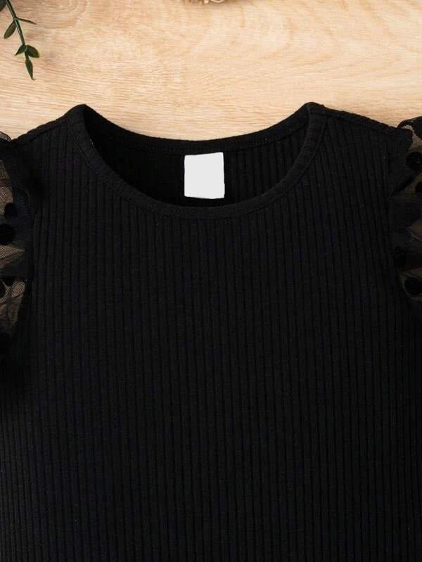 Baby Dotted Sleeve Ribbed Knit Bodysuit