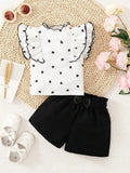 Baby Heart Print Tee And Shorts Set