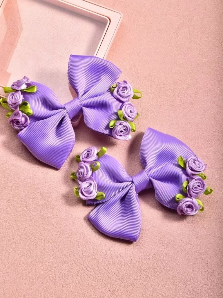 2 Piece Purple Rose Hair Clips