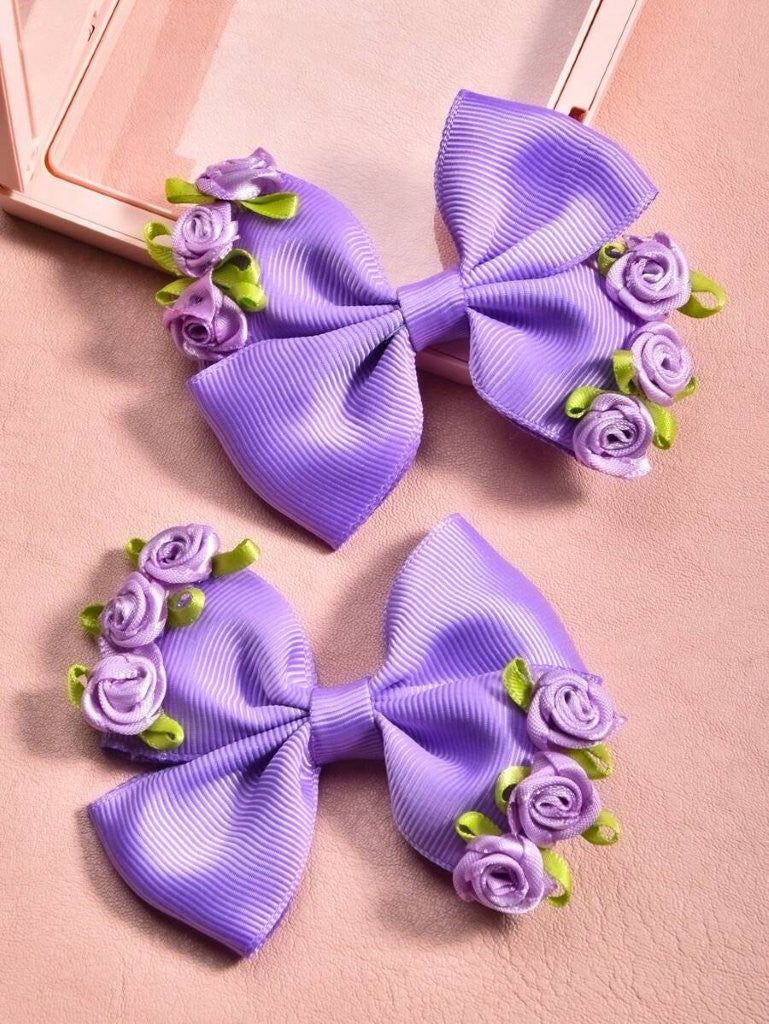 2 Piece Purple Rose Hair Clips