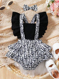 Baby Letter Frilled Bodysuit Without Headband