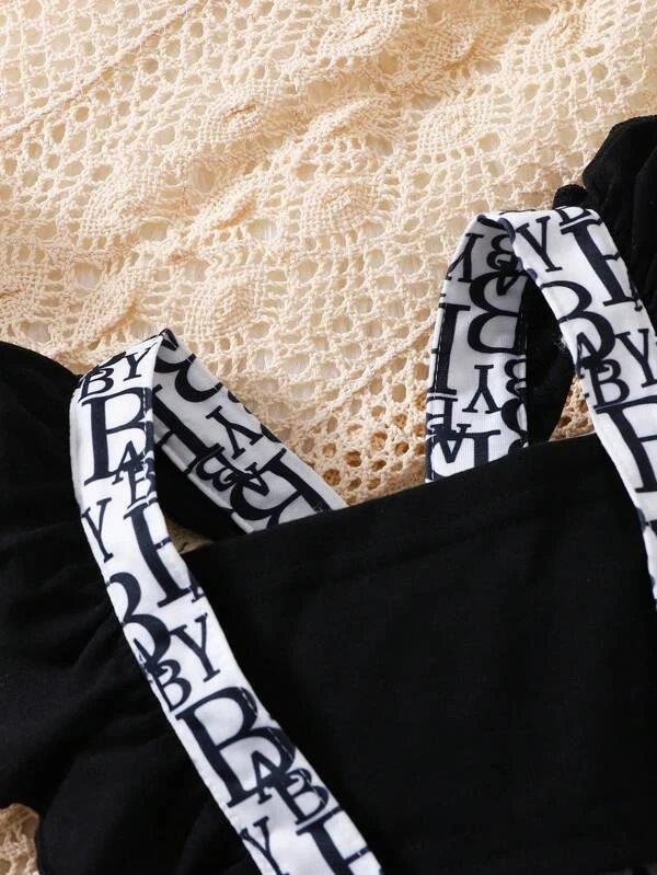 Baby Letter Frilled Bodysuit Without Headband