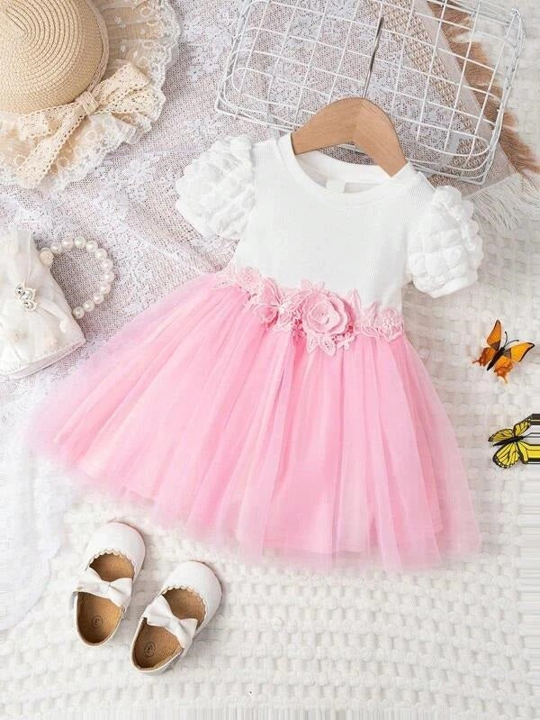 Baby Pink Puff Sleeve Dress