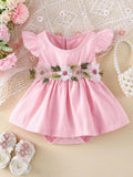 Baby Pink Flower Bodysuit Dress