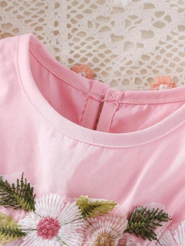 Baby Pink Flower Bodysuit Dress
