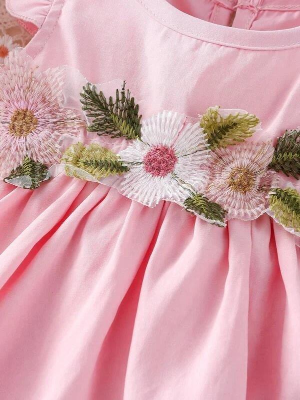 Baby Pink Flower Bodysuit Dress