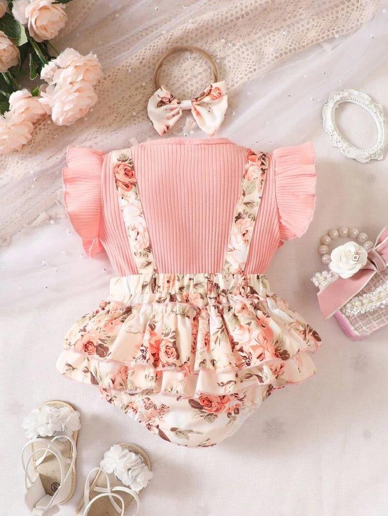 Baby Ruffle Trim Floral Bodysuit