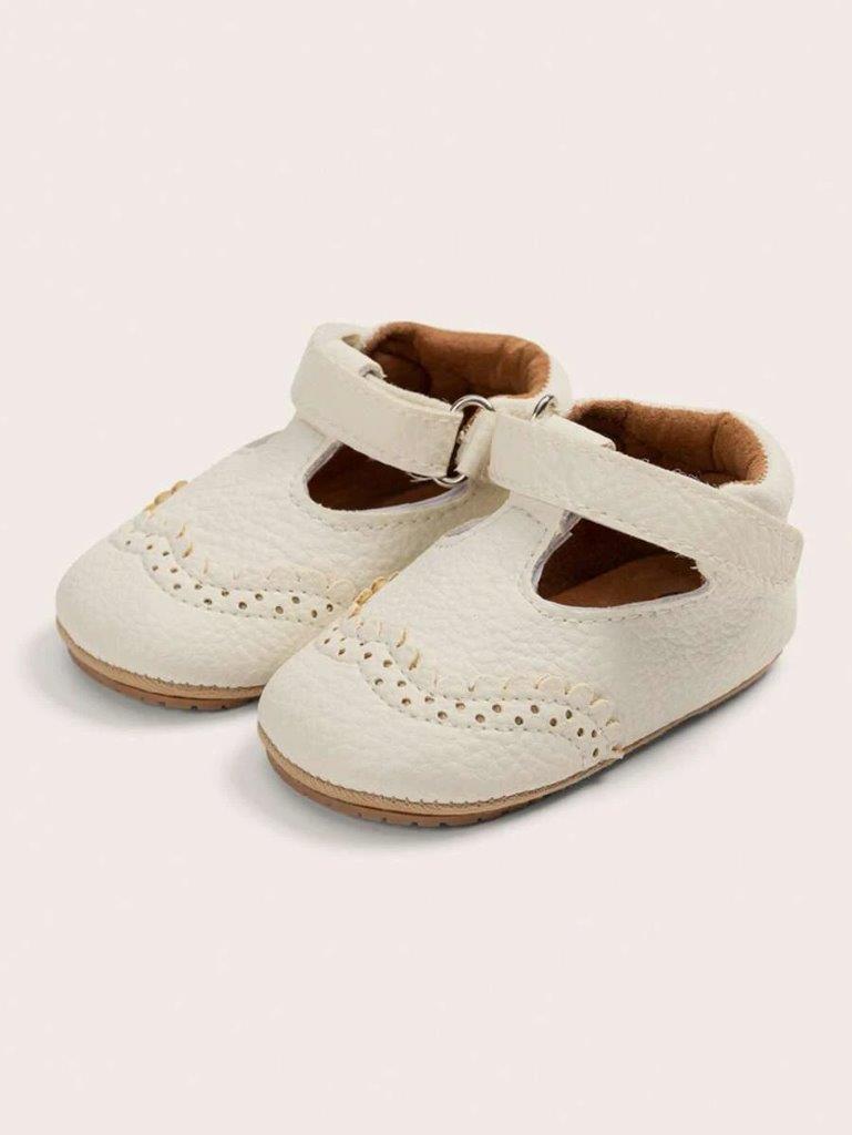Baby Front Pattern Leather Flats White