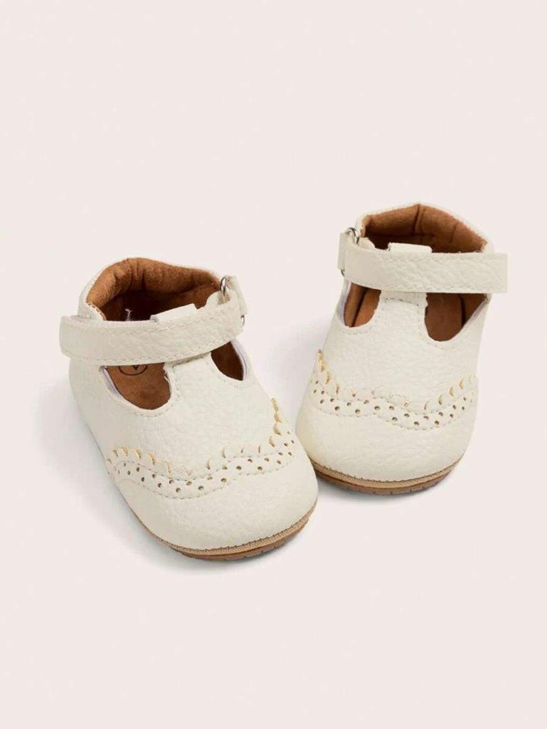 Baby Front Pattern Leather Flats White