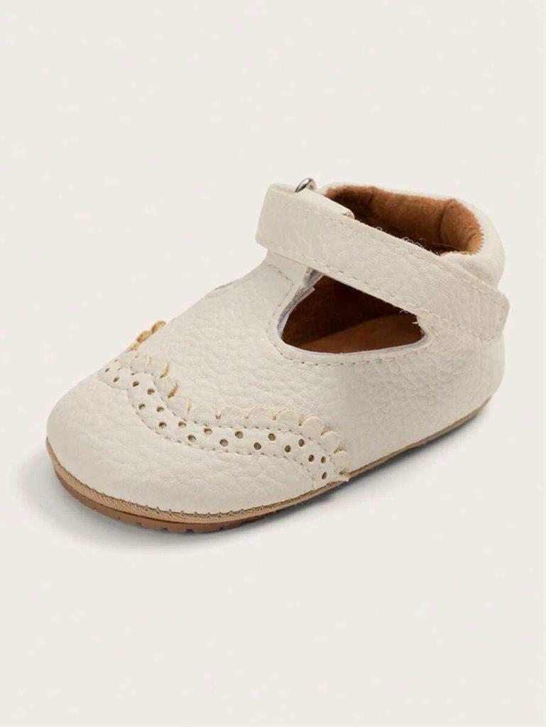 Baby Front Pattern Leather Flats White