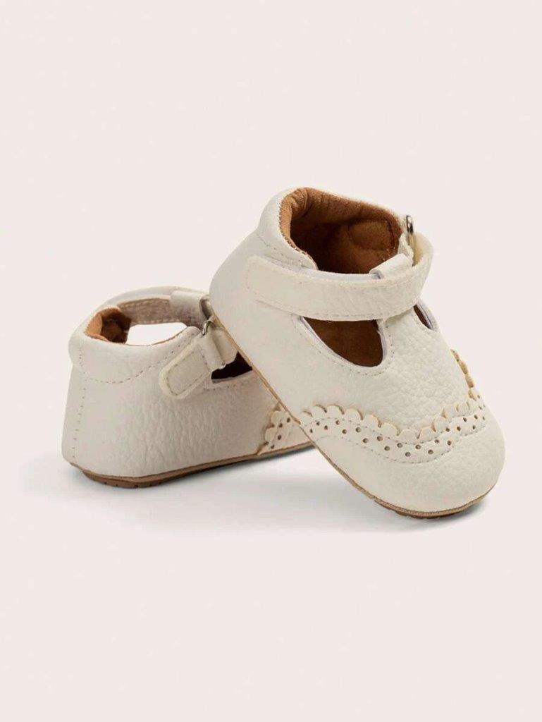 Baby Front Pattern Leather Flats White