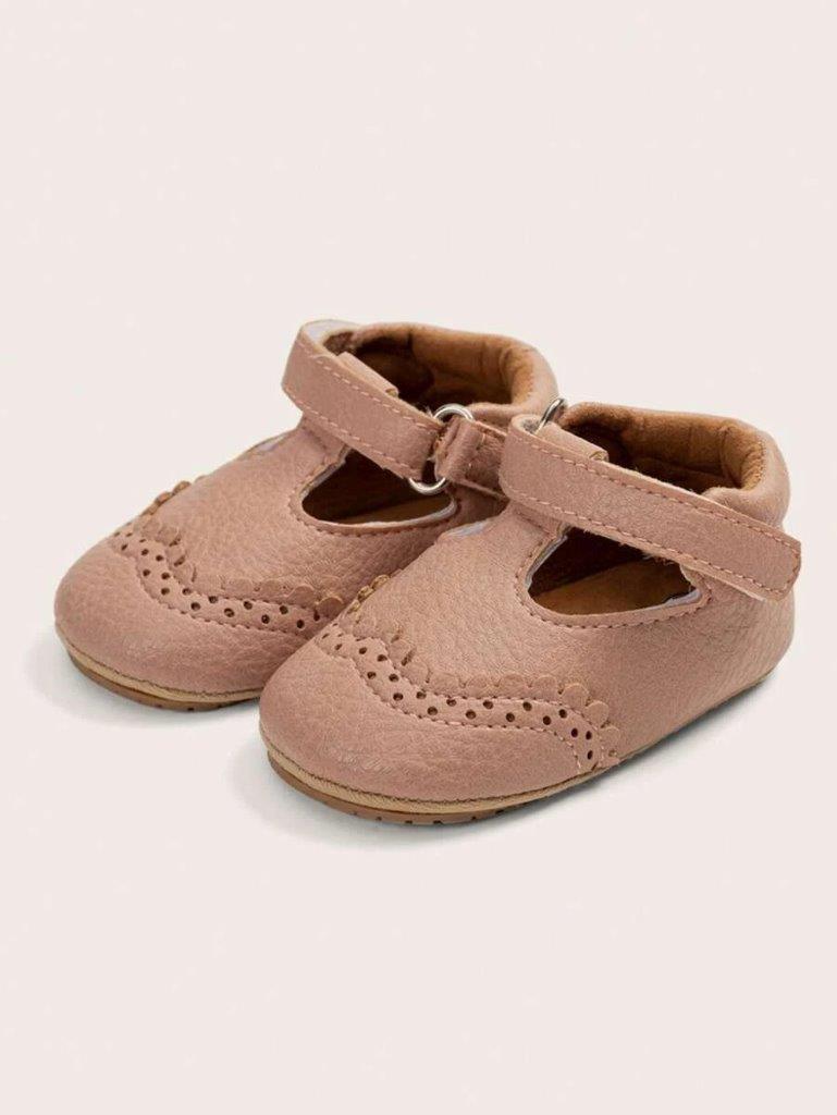 Baby Front Pattern Leather Flats Pink