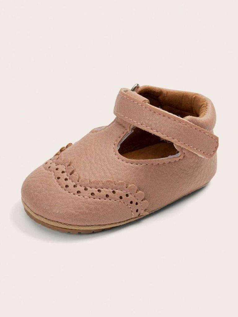 Baby Front Pattern Leather Flats Pink