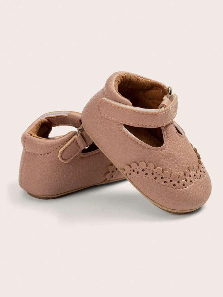 Baby Front Pattern Leather Flats Pink