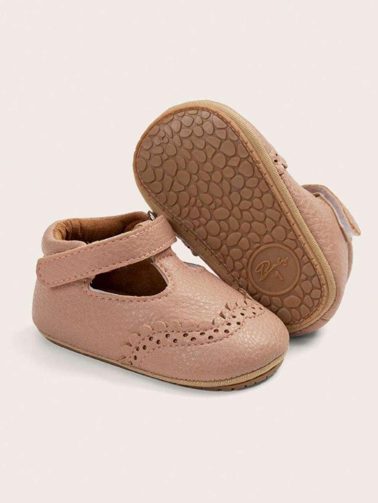 Baby Front Pattern Leather Flats Pink