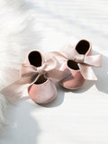Baby Velvet Flats With Bow