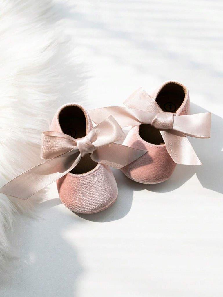 Baby Velvet Flats With Bow