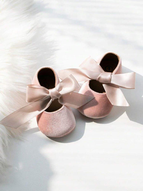 Baby Velvet Flats With Bow