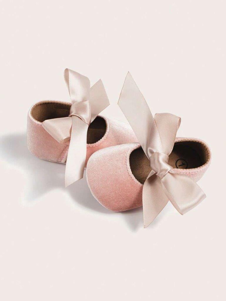 Baby Velvet Flats With Bow