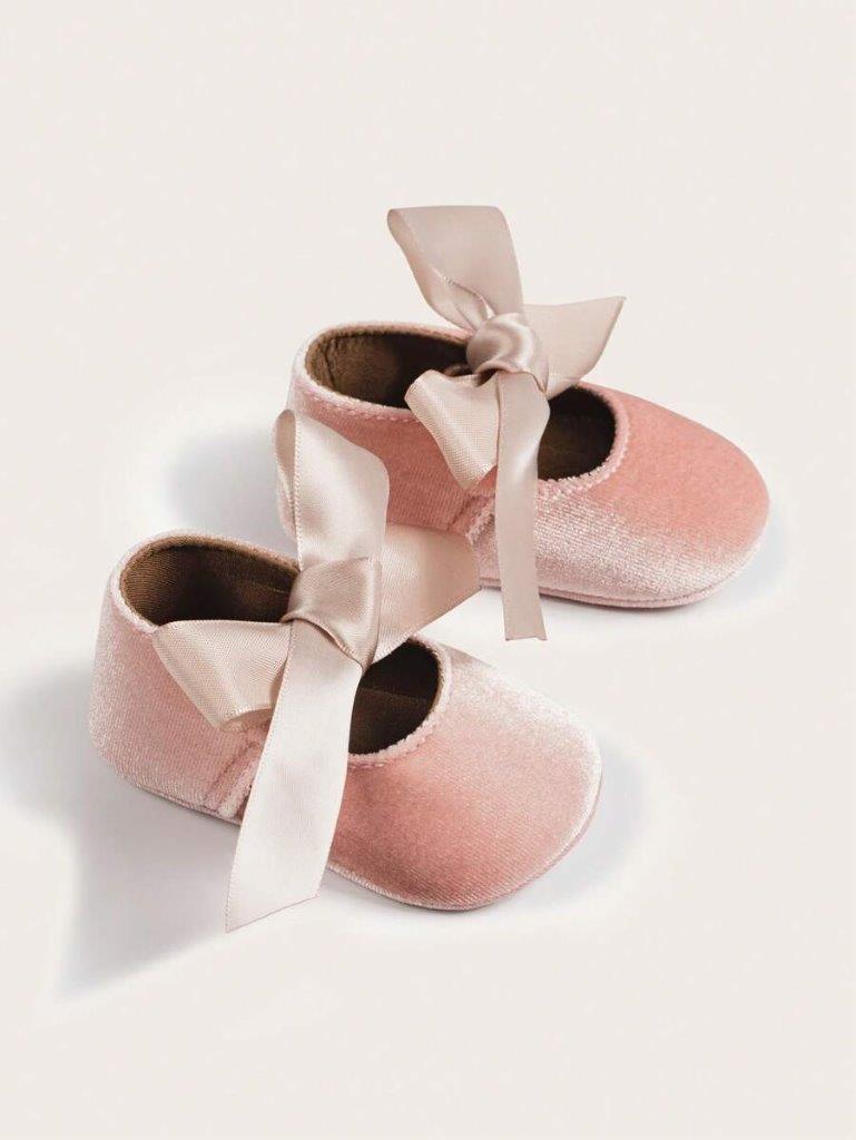 Baby Velvet Flats With Bow