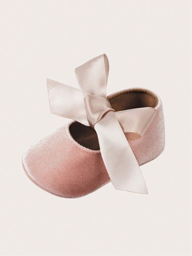 Baby Velvet Flats With Bow