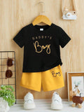 Baby Slogan Tee And Shorts Set Yellow