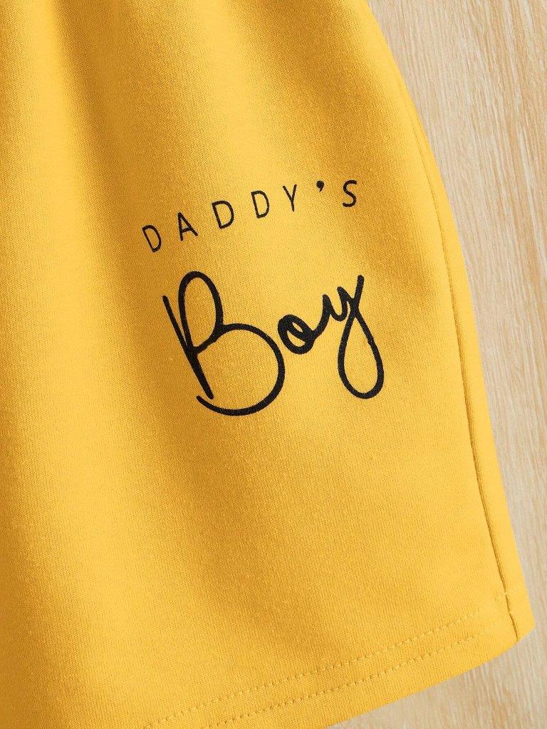 Baby Slogan Tee And Shorts Set Yellow