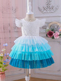 Toddler Girls Lace Layer Dress Blue