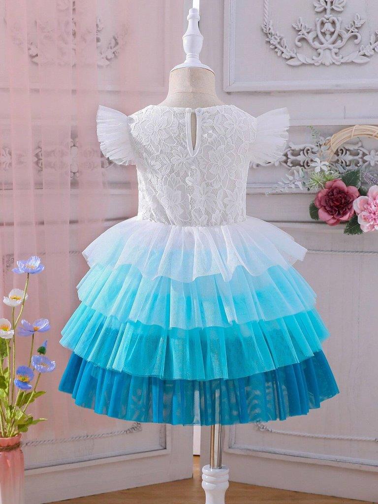 Toddler Girls Lace Layer Dress Blue