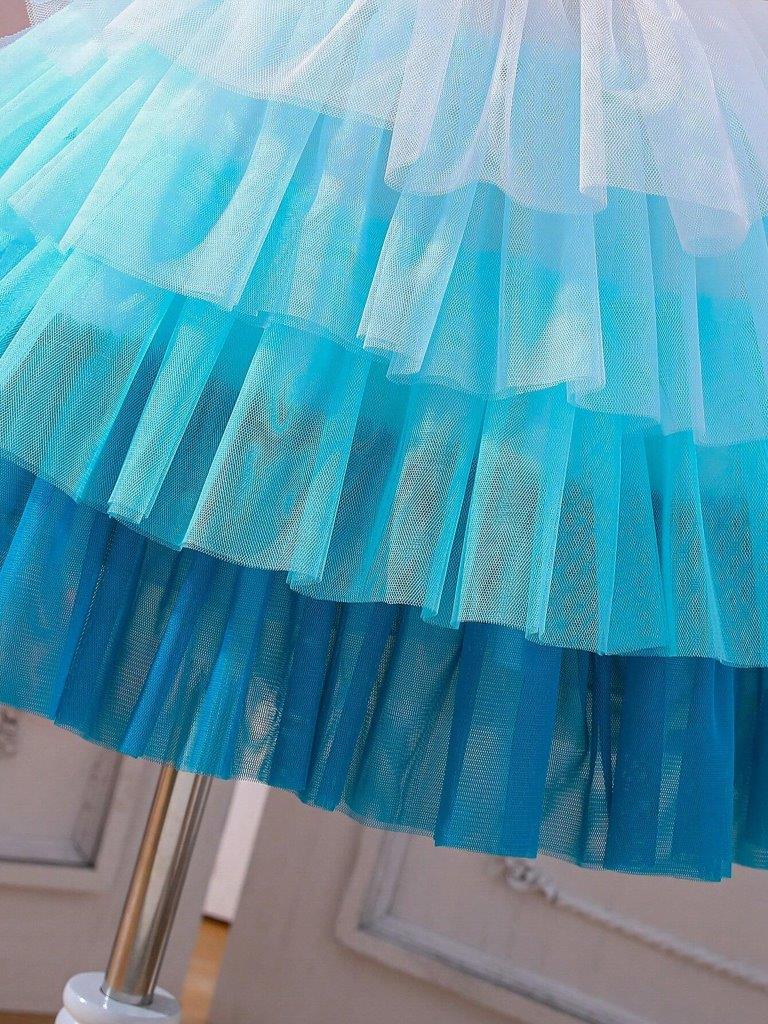 Toddler Girls Lace Layer Dress Blue