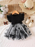 Baby Black Butterfly Mesh Dress