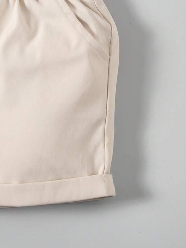 Baby 3 Piece Short Sleeve Suspender Set Beige