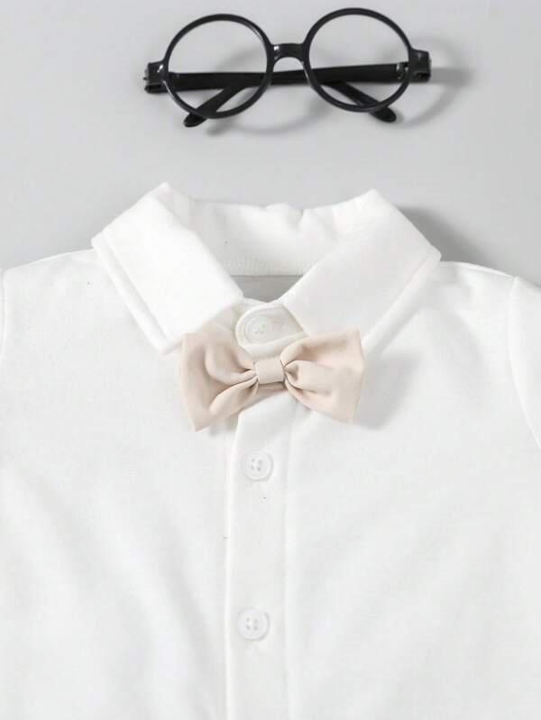 Baby 3 Piece Short Sleeve Suspender Set Beige