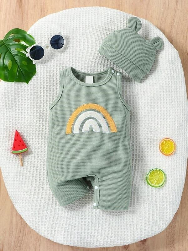 Baby Rainbow Romper With Beanie