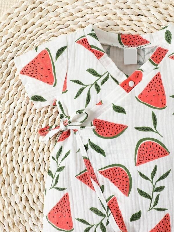 Baby Side Wrap Print Romper