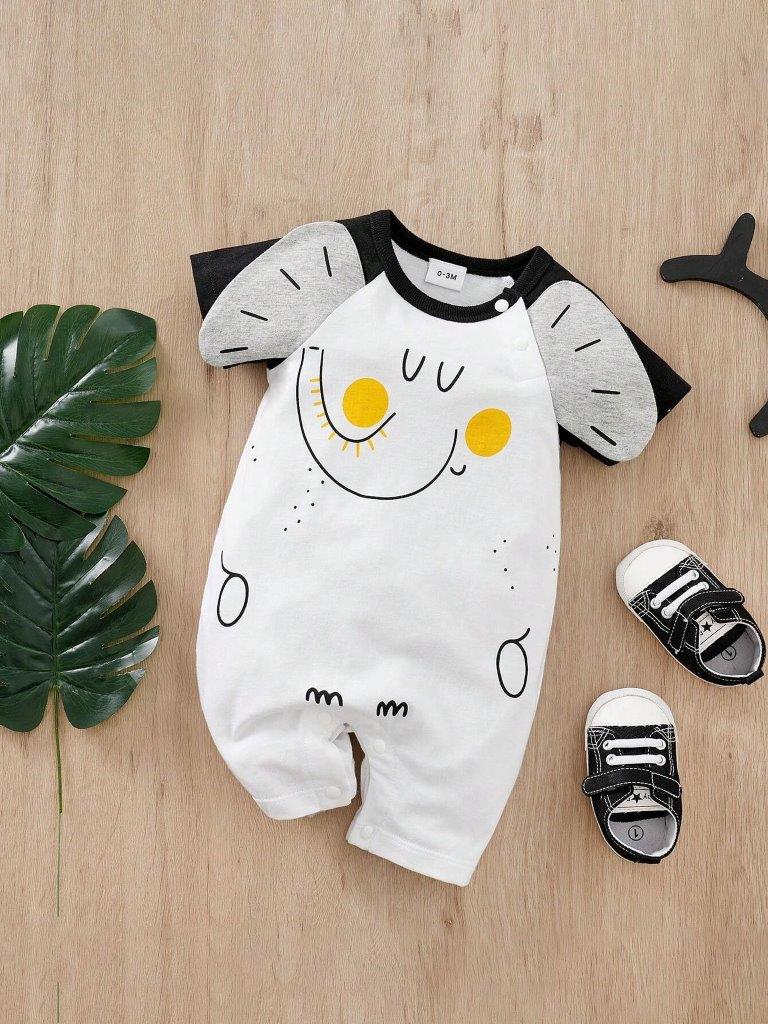 Baby Short Sleeve Cartoon Jumpsuit