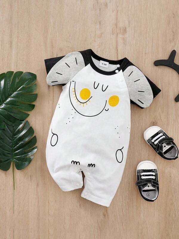 Baby Short Sleeve Cartoon Jumpsuit