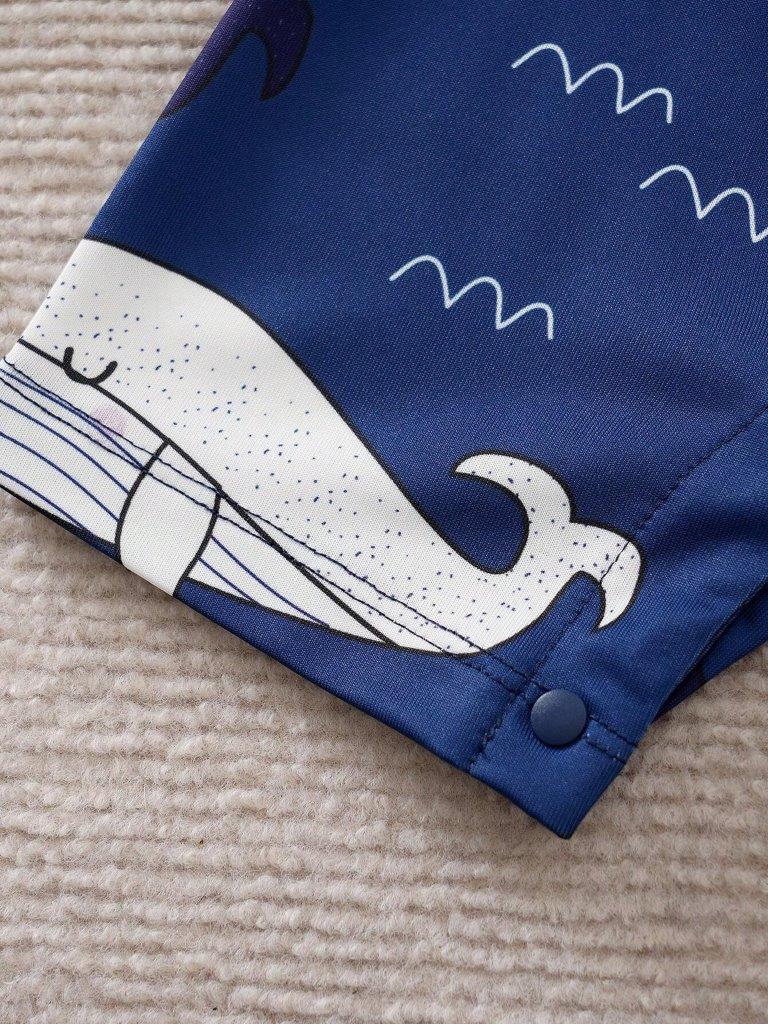 Baby Blue Cartoon Print 2 in 1 Romper