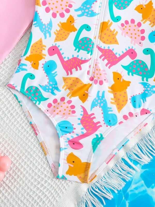 Baby Dino Girl Swimming Costume With Sun Hat