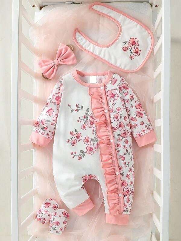 Baby Flower 4 Piece Jumpsuit Set