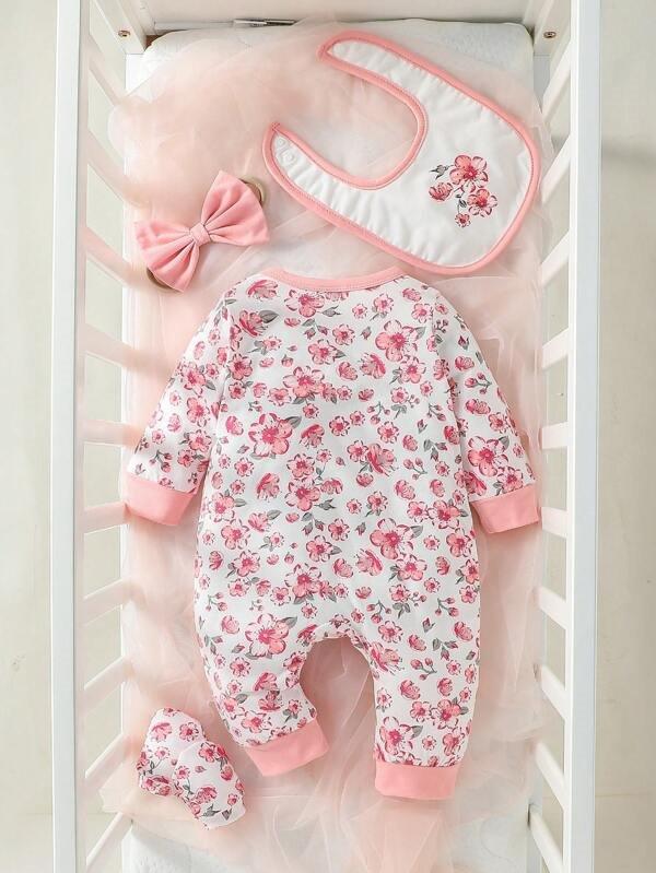 Baby Flower 4 Piece Jumpsuit Set