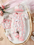Baby Cartoon Jumpsuit 3 Piece Set