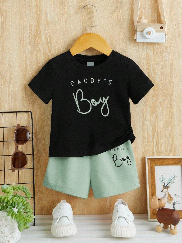 Baby Slogan Tee And Shorts Set
