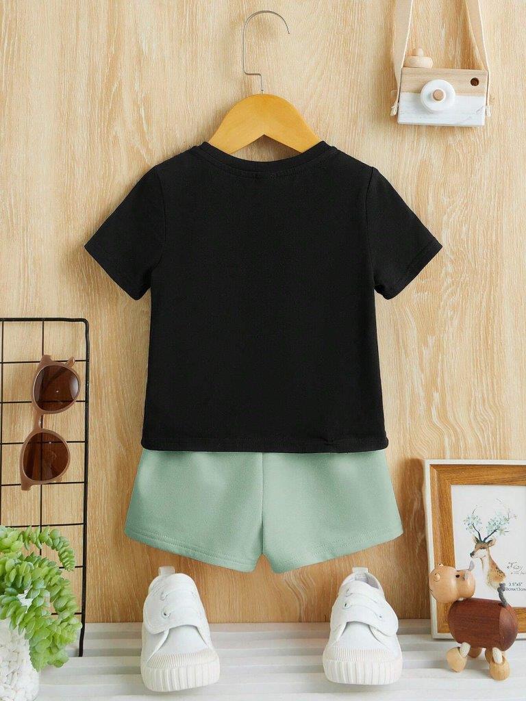 Baby Slogan Tee And Shorts Set