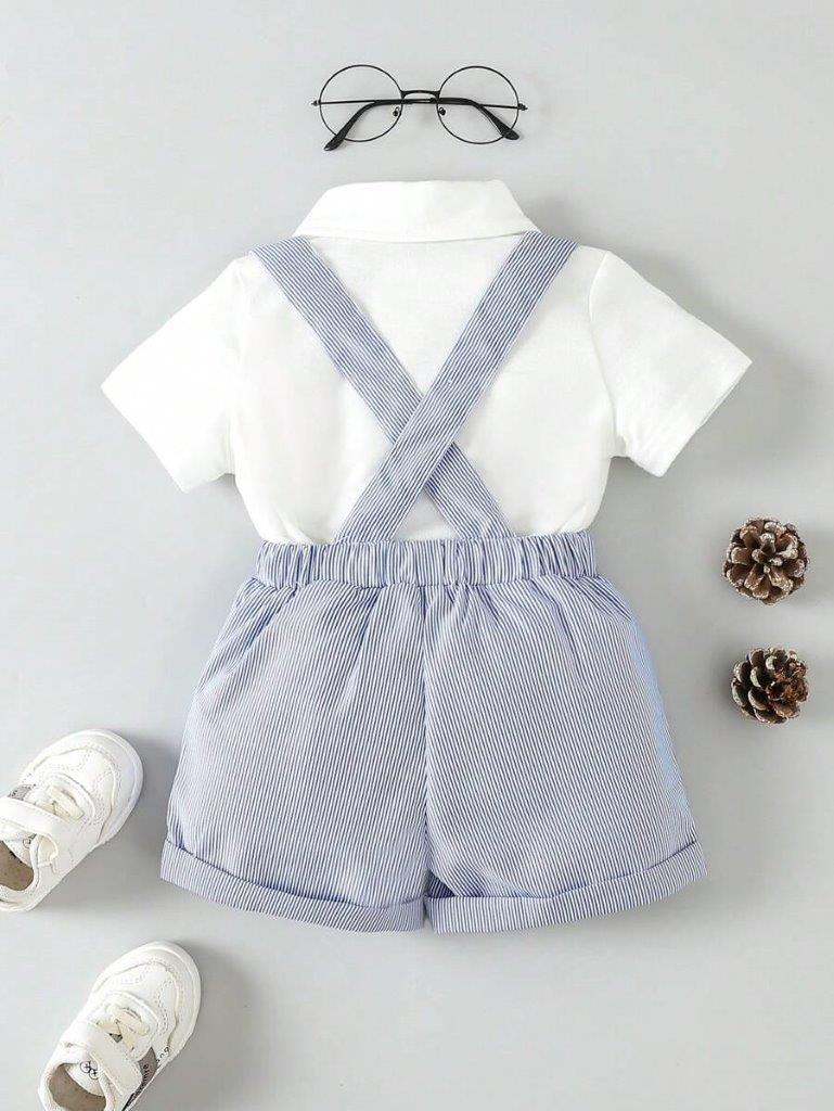 Baby Bow Tie Blue And White Stripe Gentleman Set